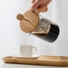 Cafetera De Vidrio Tipo Francesa Con Embolo Y Madera Bambú 4