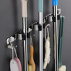 Soporte Escoba De Pared Acero Inox Con Ganchos Buho Store 2