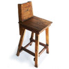 Silla Alta Bar Con Respaldo Madera Antigua Taburete Banqueta 4
