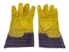 Guantes De Cuero Y Tela Rayada Azul 1