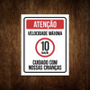 Placa Aviso Velocidade Máxima Cuidado Crianças Garagem 1