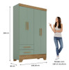 Quarto Infantil Guarda Roupa Cômoda Liz Verde Fosco/nature 5