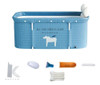 Banheira Ofurô Dobrável Retangular Encosto Inflável Vg+ Azul 3