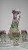 Antigua Jarra De Cristal Veneciano Con Tres Vasos Del Juego 3