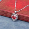 Corazón Redondo Cristal Rojo 925 Plata Esterlina Mujeres Pla 1