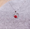 Corazón Redondo Cristal Rojo 925 Plata Esterlina Mujeres Pla 2