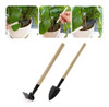 Mini Set De Herramientas X2 Pala Rastrillo Jardineria Madera 2