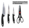 Conjunto Para Cozinha Prático Facas Aço Inox Preto Clássico 1