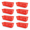 Kit 8 Cestos Multiuso Comprido Retangular Vermelho 28x11x8 0