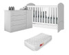 Berço Bala De Menta Mini Cama Cômoda Helena  + Colchão 0