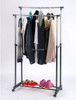 Doble Ropa Carril Colgante Negro Ropa Sobre Ruedas Con Estan 3