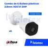 Combo X6 Cámaras Dahua Bullet B1a21 Hdcvi 2mp Plástica 2.8mm 4