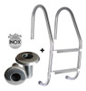 Escada Inox Para Piscina 2 Degraus + Chumbadores Inox 2