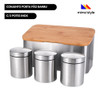 Conjunto Porta Pão Tampa Bambu C/3 Potes Inox Mimo Style 1