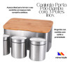 Conjunto Porta Pão Tampa Bambu C/3 Potes Inox Mimo Style 2