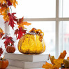 Glitzhome Soplado A Mano Calabaza De Vidrio Craquelado Ámbar 2
