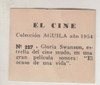 1954 Cine Tarjeta Con Gloria Swanson Unica Uruguay Vintage 1