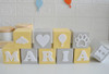 Kit 10 Cubo Nome Bebe Coroa Enfeite Prateleira Letra Branca 3