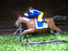 Antiguo Caballo De Carrera De Plomo Con Jockey 0