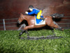 Antiguo Caballo De Carrera De Plomo Con Jockey 1