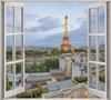 Vinilo Mural Ventana Simulación Paris Noche Decoración 3