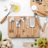Kit X12 Utensilios De Cocina Set Mango Madera Punta Acero 6