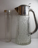 Antigua Jarra De Cristal Y Metal Blanco Con Enfriador 3