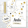 Kit Imprimible Estrellas Glitter Dorado Blanco Negro Tukit 4