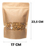 Saco Stand Up Pouch Kraft C/ Visor 100un 17 X 23,5 Fecho Zip 0