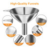 Conjunto De 6 Piezas: 3 Embudos Inoxidable Y 2 Cepillos 2