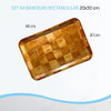 Set X4 Bandejas Rectangulares Mesa Madera Laminada 20x30cm 3