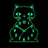 Relógio De Parede Luminoso Silencioso Cat De Madeira Cor De 3
