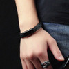 Cool Mens Simple Trenzado Pulsera Cuero Brazalete Brazalete 1
