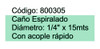 Caño Manguera Espiralada Aire Duca 15 Mts 1/4 Acople Rápido 1