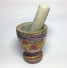 Pilão Socador Decorado De Pedra Sabão Médio 9 Cm Com Soca 0