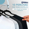 Percha De Terciopelo Antideslizante Negro X 10 Febo 6