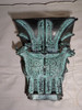 Antiguo Adorno Bronce Chinese Vessel Con Patina Oxido Verde 4
