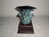 Antiguo Adorno Bronce Chinese Vessel Con Patina Oxido Verde 7