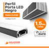 Perfil Porta Led Clipar Difusor Negro Tira 1.5 Mts Aluminio 1
