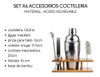 Set Kit Bartender Barman Coctelera Tragos Bebidas Acero Inox 1