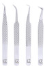 Set De 4 Pinzas Profesional Extension Pestañas M Lash Plata 0