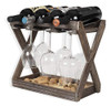 Estante Rústico De Madera Maciza Para Vino Y Copas De Cava B 0
