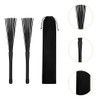 Escovas De Bateria Com Bolsa De Pano Extensível, Cabo Preto 2 Escovas De Bateria Com Bolsa De Pano Extensível, Cabo Preto 2