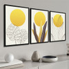 Quadros Decorativos Geométrico Amarelo Folhagem Com Moldura 1