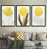 Quadros Decorativos Geométrico Amarelo Folhagem Com Moldura 2