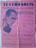 Antiguo Programa Teatro Solis Pianista Witold Malcuzynsky 19 0