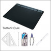 Kit Desenho Técnico Prancheta A4 Preto Esquadro 26cm Cis303 2
