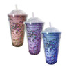 Vaso Plástico De Doble Pared Con Tapa Y Brillos 500 Ml 0