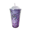 Vaso Plástico De Doble Pared Con Tapa Y Brillos 500 Ml 1