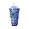 Vaso Plástico De Doble Pared Con Tapa Y Brillos 500 Ml 2